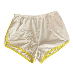Outdoor Voices Women's Lightspeed 2.5" Pace Short Medium Tan Yellow Trim Running